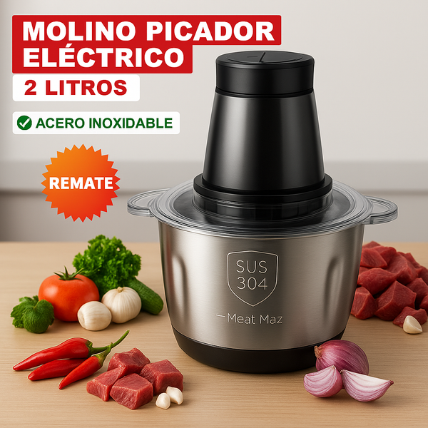Molino Picadora Eléctrico Acero Inoxidable 2 litros